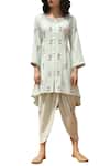 Bohame_Green Cotton Silk Round Printed Kurta Dhoti Pant Set_Online_at_Aza_Fashions
