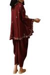 Bohame_Wine Cotton Silk Round Embellished Kaftan And Dhoti Pant Set_Online_at_Aza_Fashions