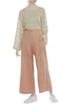 Buy_Anavila_Peach Cotton Flared Striped Pants _at_Aza_Fashions