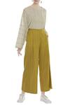 Buy_Anavila_Yellow Cotton Flared Striped Pants _at_Aza_Fashions