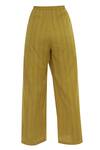 Anavila_Yellow Cotton Flared Striped Pants _Online_at_Aza_Fashions