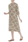 Buy_Anavila_Beige Linen Round Block Print Midi Dress _at_Aza_Fashions