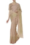 Buy_Anavila_Peach Linen Saree_at_Aza_Fashions