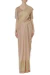 Anavila_Peach Linen Saree_Online_at_Aza_Fashions