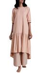 Buy_MATI_Peach Handloom Linen Dress_at_Aza_Fashions