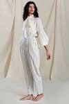 Buy_MATI_Off White Cotton Mul Bishop Sleeves Shirt_Online_at_Aza_Fashions