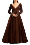 Buy_Rocky Star_Brown Silk Embroidered Gown_at_Aza_Fashions