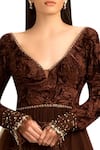 Rocky Star_Brown Silk Embroidered Gown_Online_at_Aza_Fashions