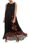 Buy_KAVERI_Black Floral Embroidered Dress_at_Aza_Fashions