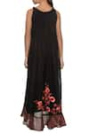 Shop_KAVERI_Black Floral Embroidered Dress_at_Aza_Fashions