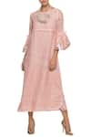 Buy_KAVERI_Pink Linen Embroidered Dress_at_Aza_Fashions