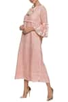 KAVERI_Pink Linen Embroidered Dress_Online_at_Aza_Fashions