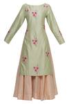Buy_Ivory By Dipika_Green Hand Embroidered Kurta Sharara Set  _Online_at_Aza_Fashions