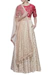 Buy_Ivory By Dipika_Red Embroidered And Printed Lehenga Set _at_Aza_Fashions