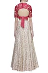 Shop_Ivory By Dipika_Red Embroidered And Printed Lehenga Set _at_Aza_Fashions