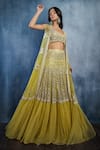 Shop_Ritika Mirchandani_Yellow Net Embroidered Jacket Lehenga Set_at_Aza_Fashions