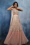 Buy_Ritika Mirchandani_Pink Net Embroidered Jacket Lehenga Set_at_Aza_Fashions