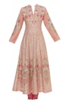 Buy_Aiman_Pink Silk Chanderi Split Neck Anarkali Set _Online_at_Aza_Fashions