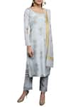 Buy_Show Shaa_Blue Silk Satin Round Kurta Set With Maheshwari Dupatta _Online_at_Aza_Fashions