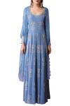 Buy Show Shaa Blue Georgette, Silk Organza, Round Block Print Anarkali Set Online at Aza Fashions Buy_Show Shaa_Blue Georgette, Silk Organza, Round Block Print Anarkali Set_Online_at_Aza_Fashions