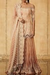 Buy_Tarun Tahiliani_Peach Embroidered Kurta Sharara Set_at_Aza_Fashions