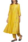 Buy_Anju Modi_Yellow Embroidered Chanderi Kurta With Pants_Online_at_Aza_Fashions