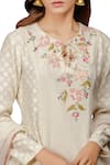 Anju Modi_Off White Banarasi Chanderi Kurta Set_Online_at_Aza_Fashions