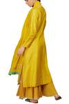 Shop_Anju Modi_Yellow Banarasi Chanderi Kurta Skirt Set_at_Aza_Fashions