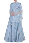 Buy_Seema Nanda_Blue Silk Embroidered Kurta Lehenga Set _at_Aza_Fashions