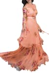 Shop_Pallavi Jaipur_Peach Chiffon Floral Print Maxi Dress_at_Aza_Fashions