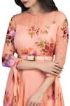Buy_Pallavi Jaipur_Peach Chiffon Floral Print Maxi Dress_Online_at_Aza_Fashions
