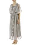Buy_Aalyxir_White Woven Chanderi Dress Square Neckline Jacket With_Online_at_Aza_Fashions