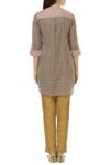 Shop_Aalyxir_Brown Woven Chanderi Round Neck Checkered Tunic_at_Aza_Fashions