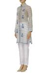Buy_Aalyxir_White Woven Chanderi Shirt Collar Checkered Tunic_Online_at_Aza_Fashions