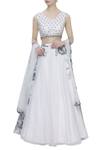 Buy_Sonal & Ekta_White Net V Neck Embellished Lehenga Set _at_Aza_Fashions