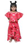 Buy_Kirti Agarwal - Pret N Couture_Pink Linen Satin Printed Top With Shorts And Skirt _at_Aza_Fashions