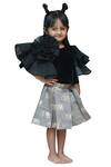 Buy_Kirti Agarwal - Pret N Couture_Black Velvet, Organza, Linen Foil Printing Printed Skirt Set With Frill Sleeves_at_Aza_Fashions