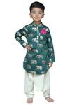 Buy_Kirti Agarwal - Pret N Couture_Green Linen Satin Printed Kurta Set _at_Aza_Fashions