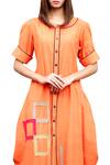 Shop_Shuchi VC_Orange Cotton Cotton Cowl Draped Kurta_Online_at_Aza_Fashions