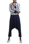 Buy_Vaibhav Singh_Blue Drop Waist Cotton Trouser Pant_at_Aza_Fashions