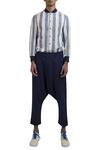 Vaibhav Singh_Blue Drop Waist Cotton Trouser Pant_Online_at_Aza_Fashions
