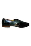 Shop_Artimen_Black Leather Woven Peshawari Shoes_Online_at_Aza_Fashions
