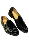 Artimen_Black Patent Leather Double Buckle Monk Shoes _Online_at_Aza_Fashions