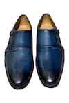 Shop_Artimen_Blue Leather Double Buckle Monk Shoes _at_Aza_Fashions