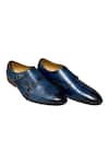 Artimen_Blue Leather Double Buckle Monk Shoes _Online_at_Aza_Fashions