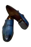 Buy_Artimen_Blue Leather Double Buckle Monk Shoes _Online_at_Aza_Fashions