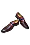 Buy_Artimen_Maroon Leather Single Buckle Monk Shoes _at_Aza_Fashions