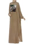 Buy_Huemn_Beige Silk Crepe Round Kaftan Gown  _at_Aza_Fashions