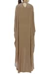 Shop_Huemn_Beige Silk Crepe Round Kaftan Gown  _at_Aza_Fashions