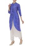 Buy_Nupur Kanoi_Blue Satin Bandhani Kurta With Dhoti Pant_at_Aza_Fashions